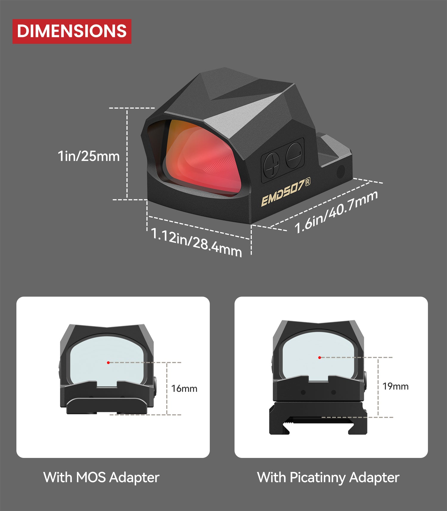 VOTATU EMD507-R Multi-Reticle Enclosed Reflex Sight for G17