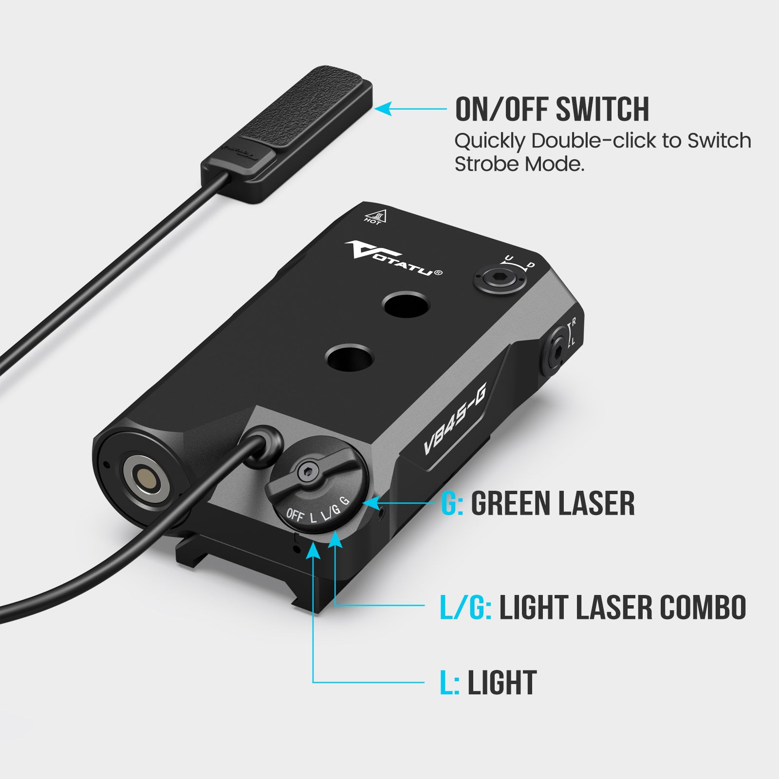 VOTATU V845 2000LM Green Laser Light Combo | M-LOK Picatinny